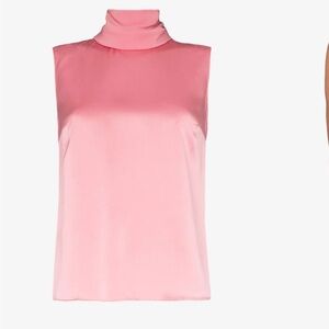 Roksanda silk blouse sleeveless tie neck back metal pink